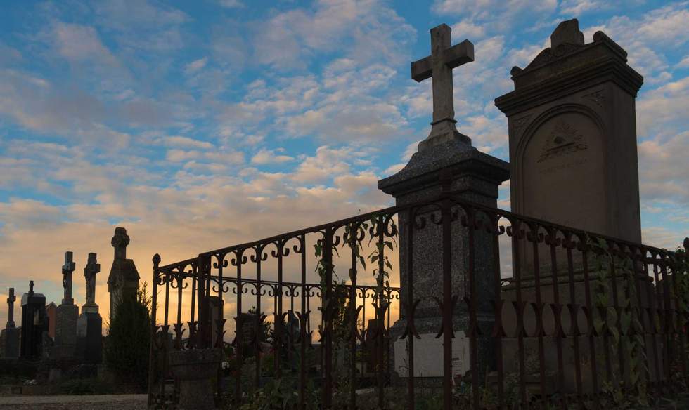 graveyard at dusk