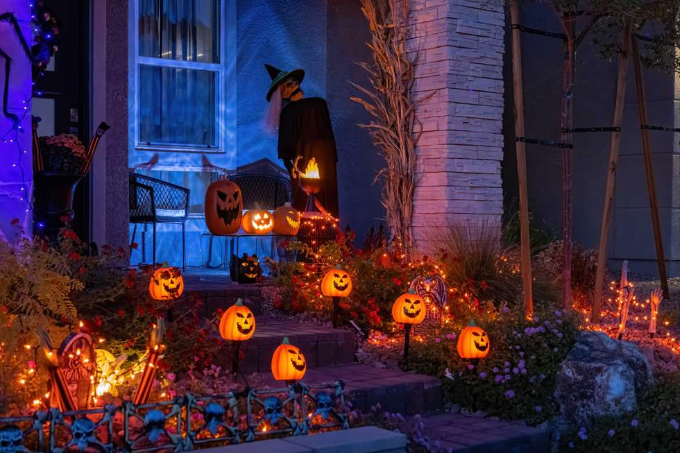 Halloween decorations at night