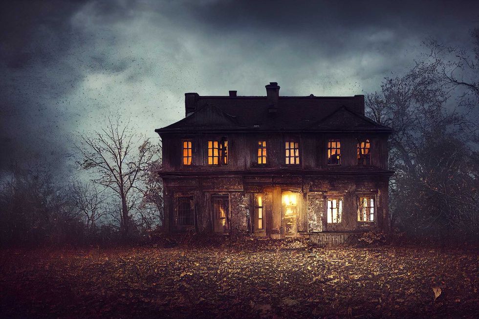 Haunted house, old worn-down abandoned home, creepy and spooky