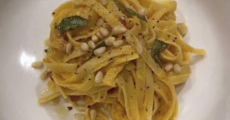 Pumpkin Carbonara With Fried Sage Is A Unique Fall Take On Your Typical Pasta Dish
