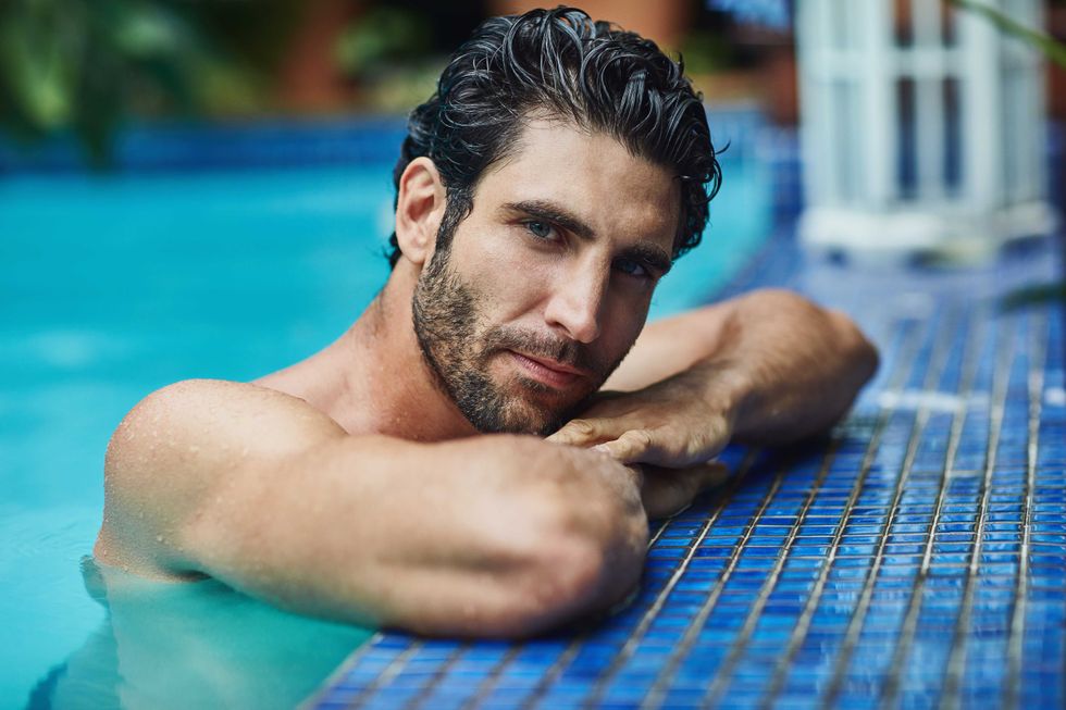 man in a pool