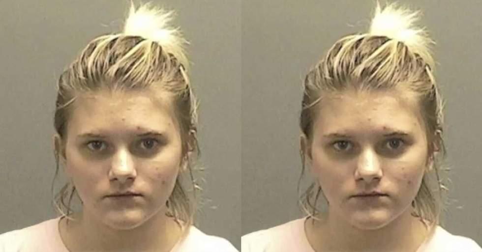 pictured above is 16-year-old Erin in her mugshot