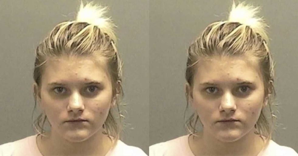 pictured above is 16-year-old Erin in her mugshot