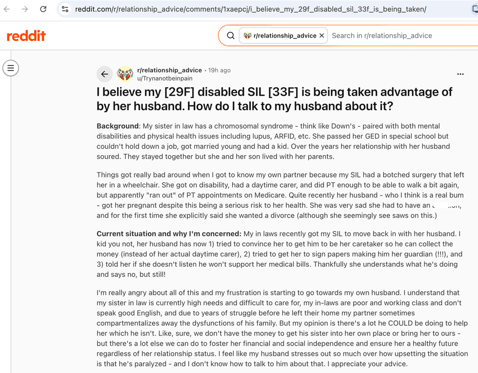 Pictured above is a screenshot of the original Reddit post for you to read
