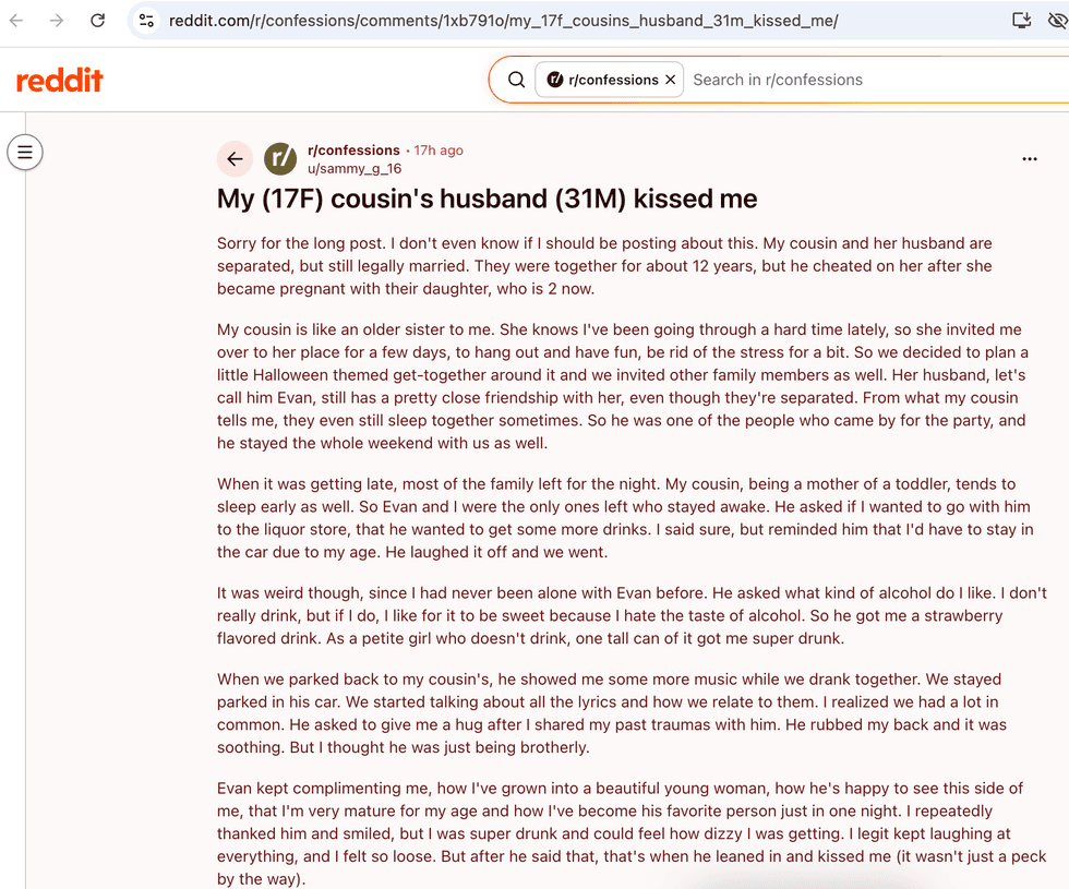 Pictured above is a screenshot of the original Reddit post for you to read