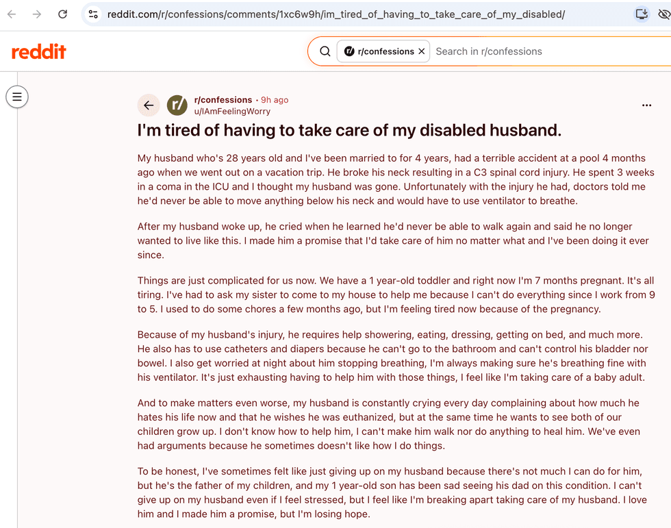 Pictured above is a screenshot of the original Reddit post for you to read