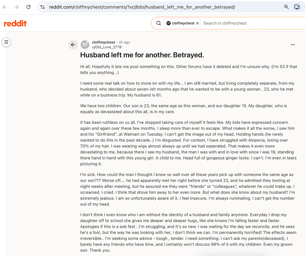Pictured above is a screenshot of the original Reddit post for you to read