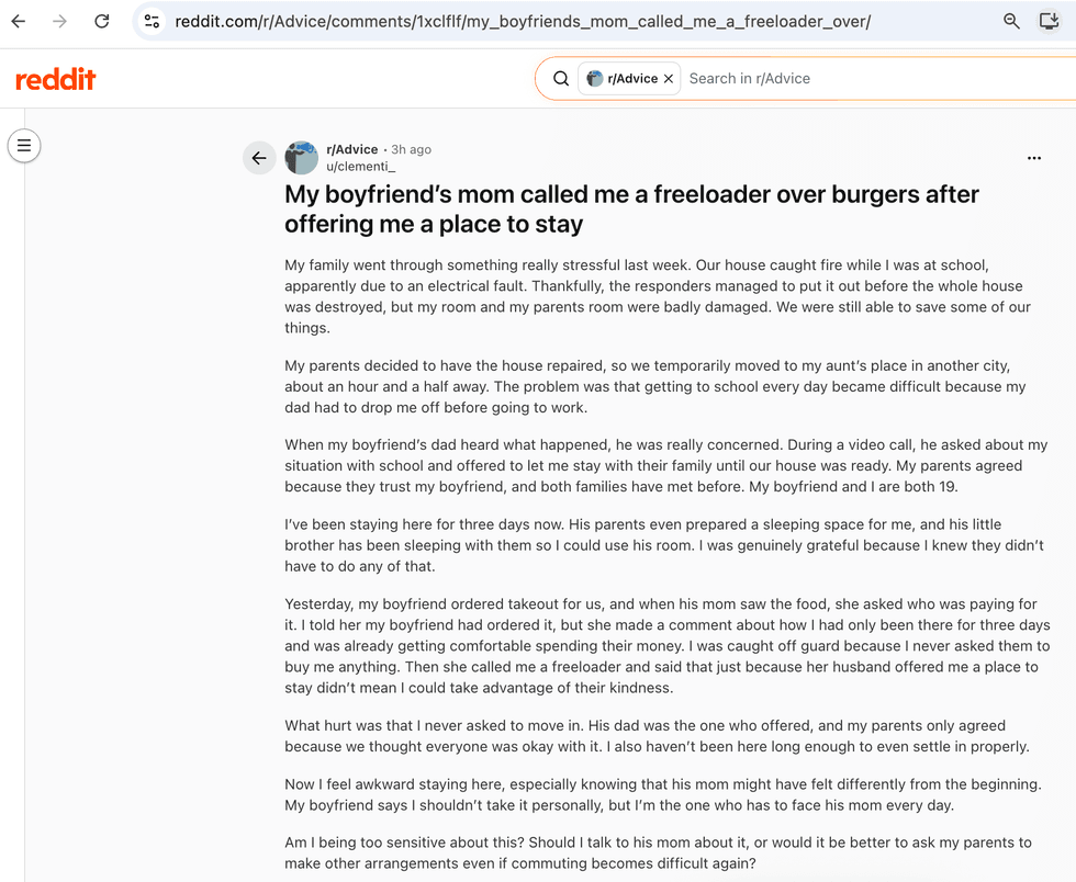 Pictured above is a screenshot of the original Reddit post for you to read