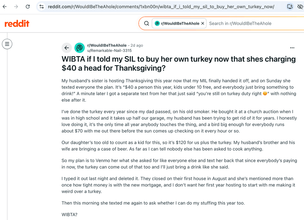 Pictured above is a screenshot of the original Reddit post for you to read