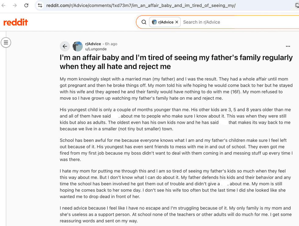Pictured above is a screenshot of the original Reddit post for you to read