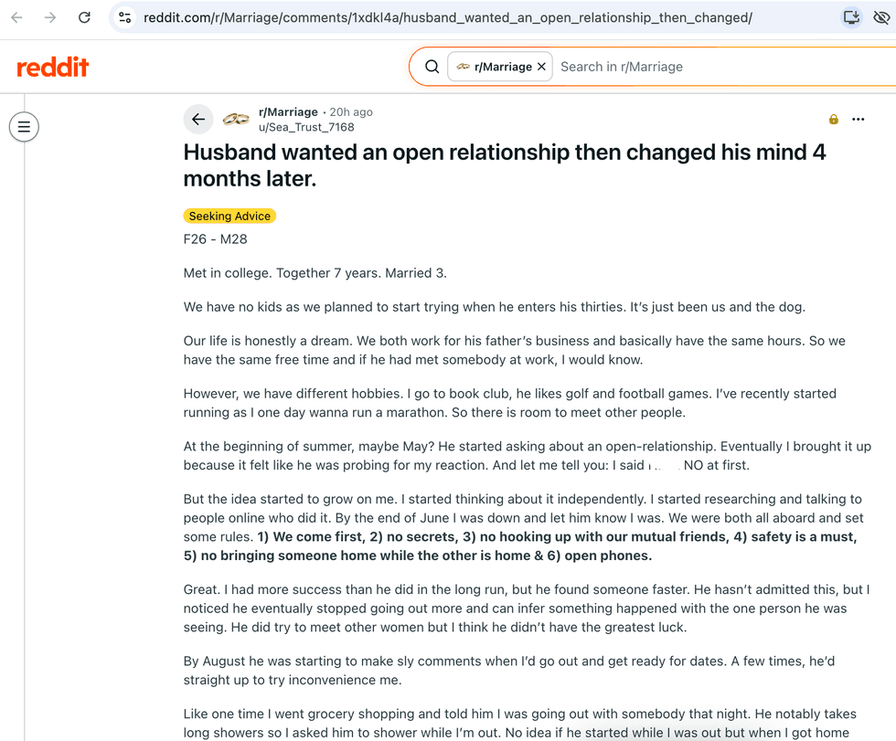 Pictured above is a screenshot of the original Reddit post for you to read