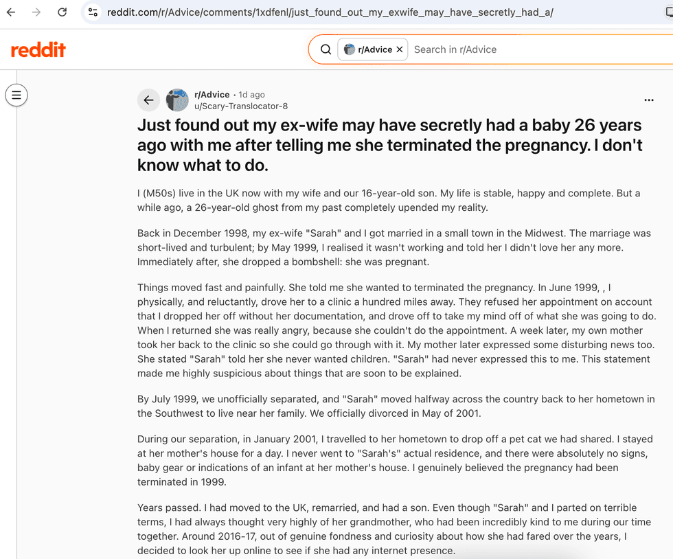 Pictured above is a screenshot of the original Reddit post for you to read