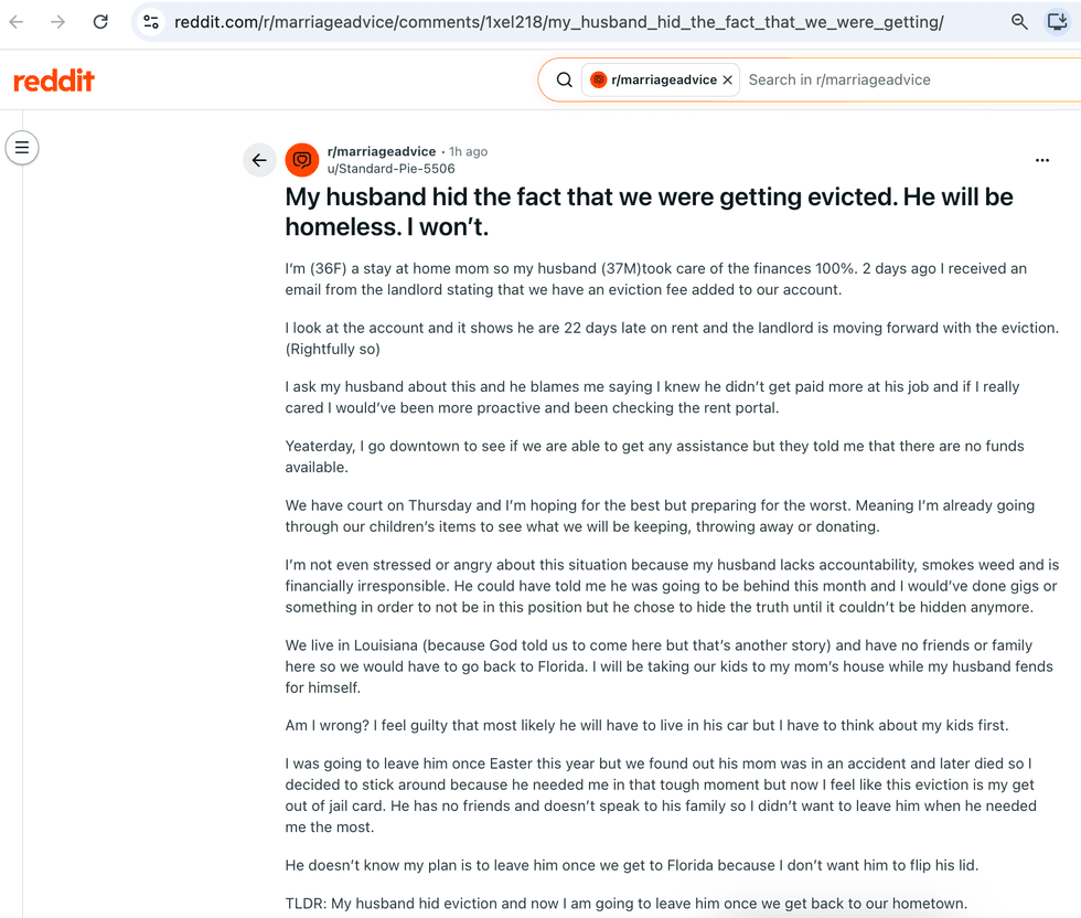 Pictured above is a screenshot of the original Reddit post for you to read