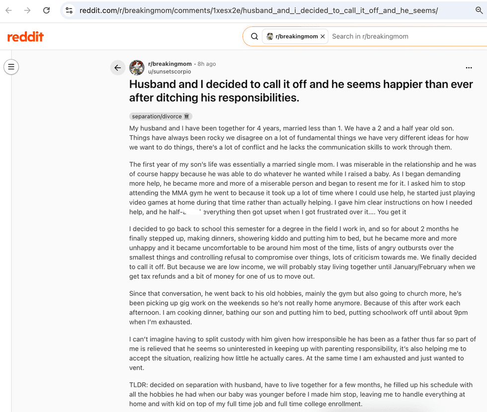 Pictured above is a screenshot of the original Reddit post for you to read