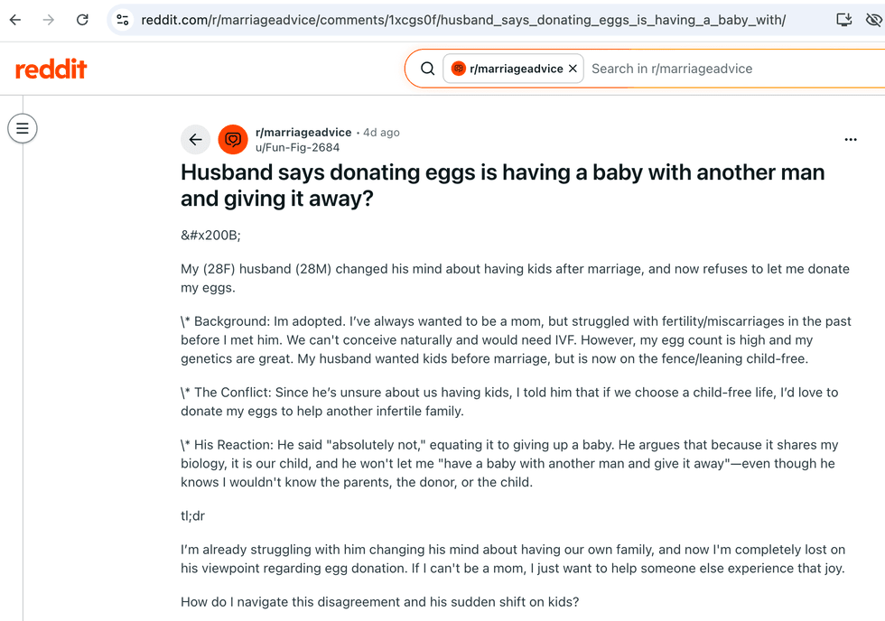 Pictured above is a screenshot of the original Reddit post for you to read