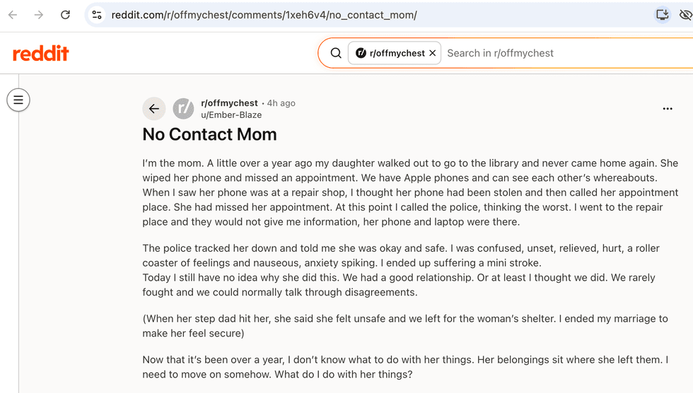 Pictured above is a screenshot of the original Reddit post for you to read