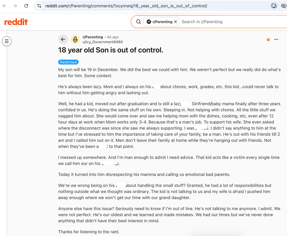 Pictured above is a screenshot of the original Reddit post for you to read