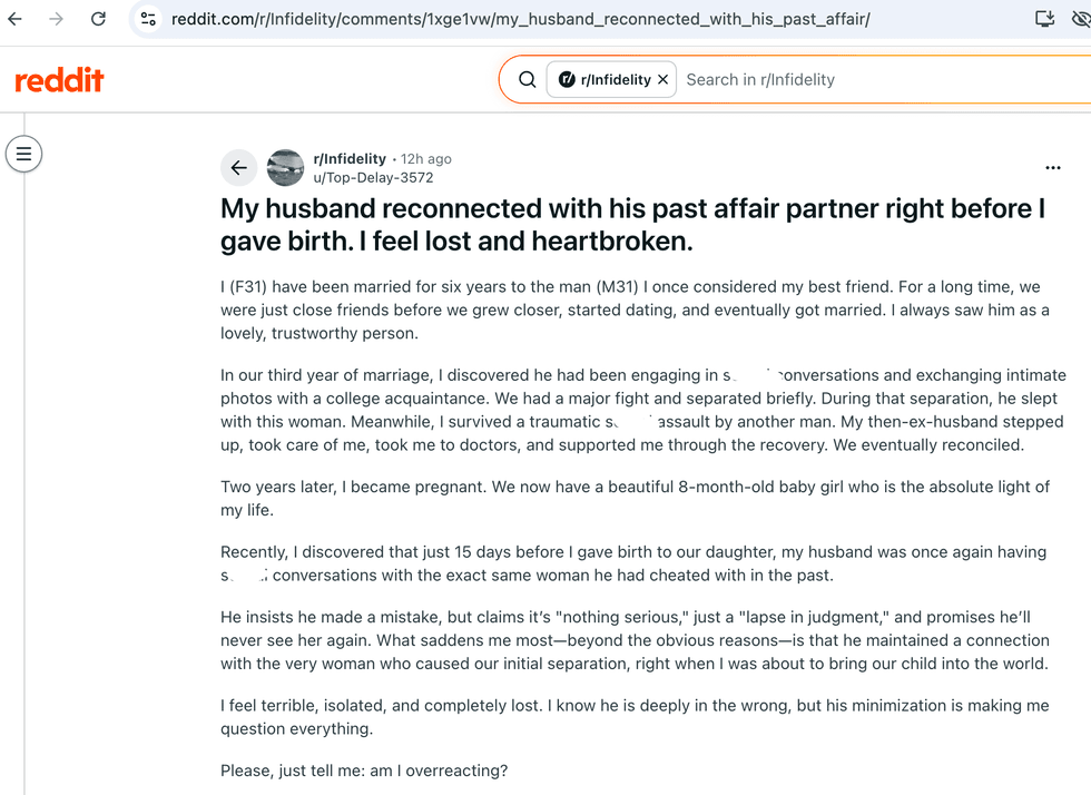 Pictured above is a screenshot of the original Reddit post for you to read
