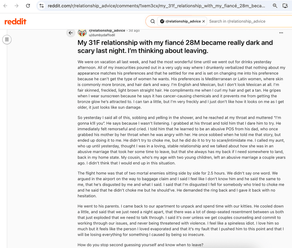 Pictured above is a screenshot of the original Reddit post for you to read