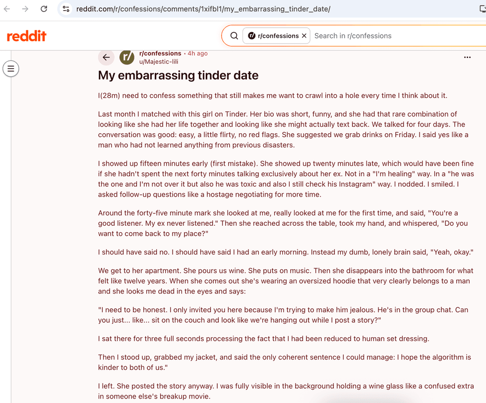Pictured above is a screenshot of the original Reddit post for you to read
