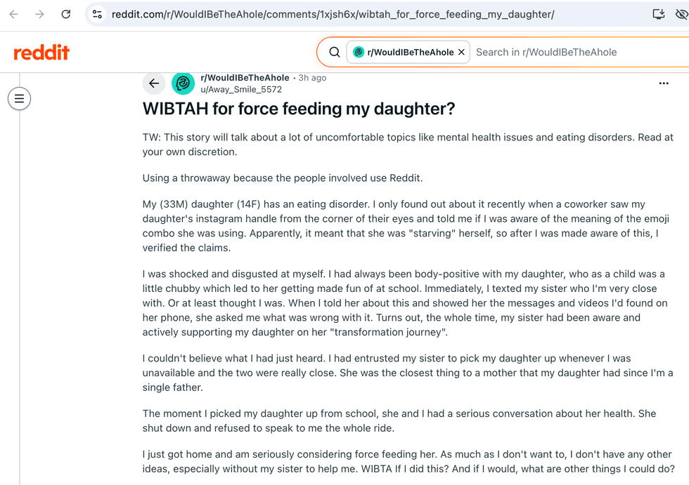 Pictured above is a screenshot of the original Reddit post for you to read