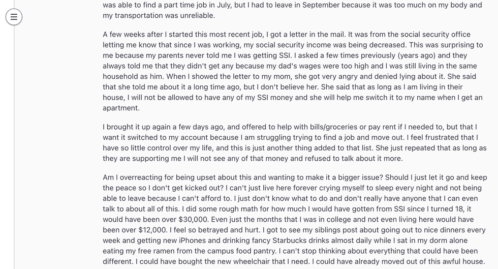 Pictured above is a second screenshot of the original Reddit post for you to read
