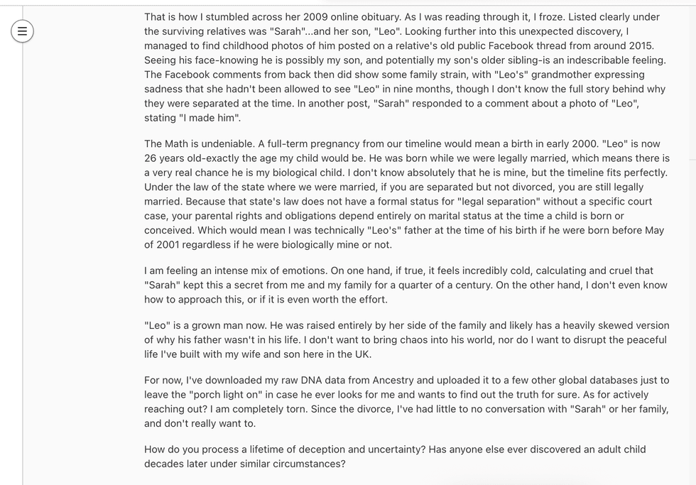 Pictured above is a second screenshot of the original Reddit post for you to read