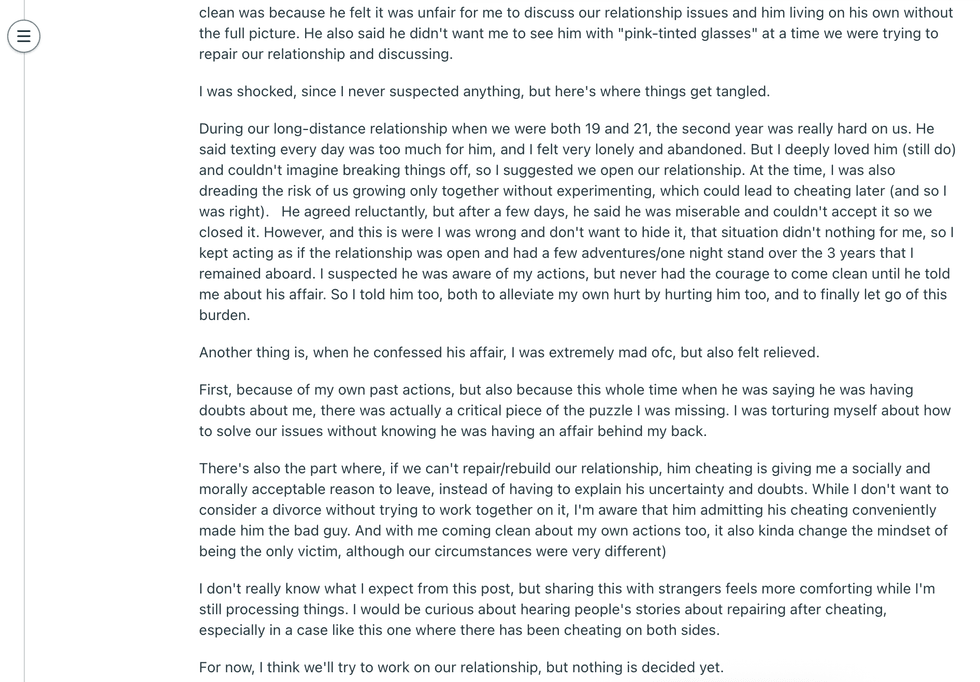 Pictured above is a second screenshot of the original Reddit post for you to read