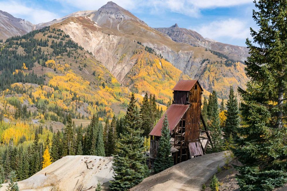 Ruins of the old Yankee Girl Gold Mine in the San Juan Mountains near Ouray, Colorado