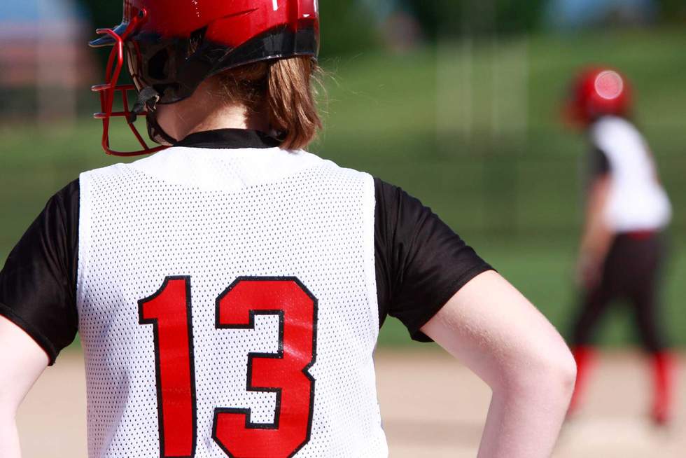 Softball players on the field