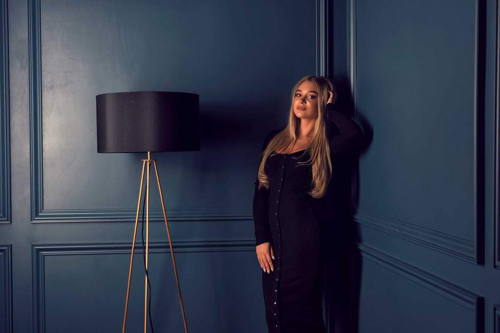 Stylish photo shoot for a young blonde