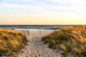 Sunset in a November day, at Hamptons Beach New York