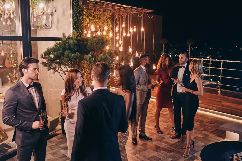talking at party