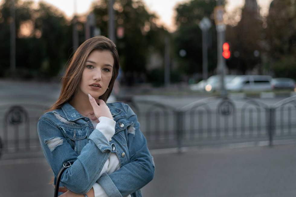 woman in a city