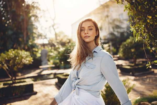 woman in a garden