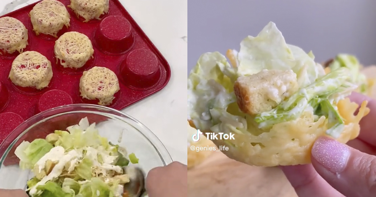 Healthy Caesar Salad Parmesan Cups