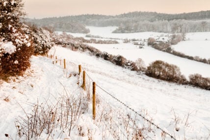 A view over some snow covered fields