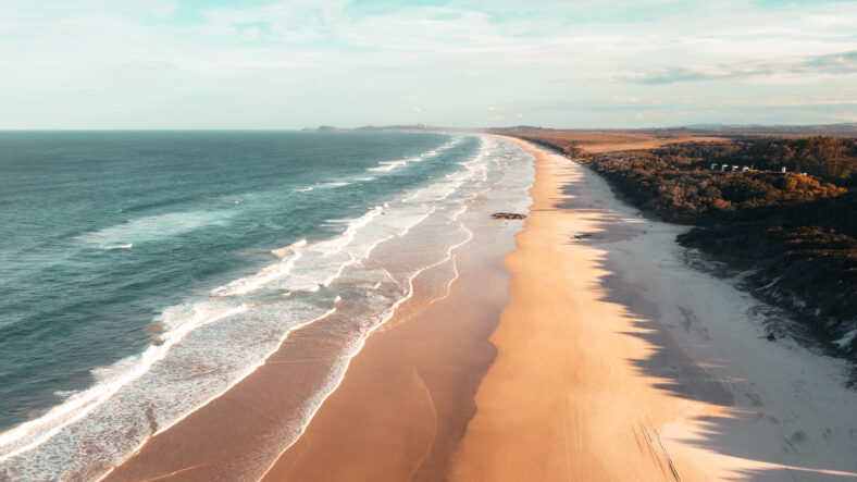 Aerial shot of beach in Australia