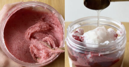 pictured above is the strawberry body scrub