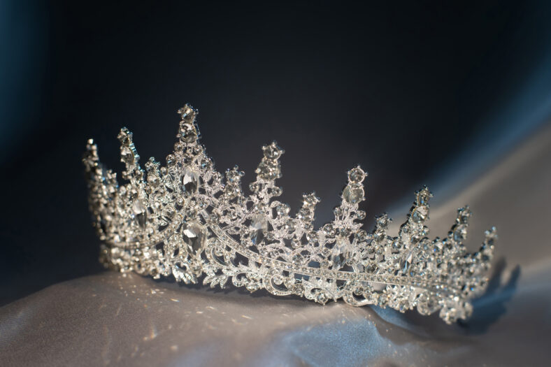 Golden royal crown with diamonds