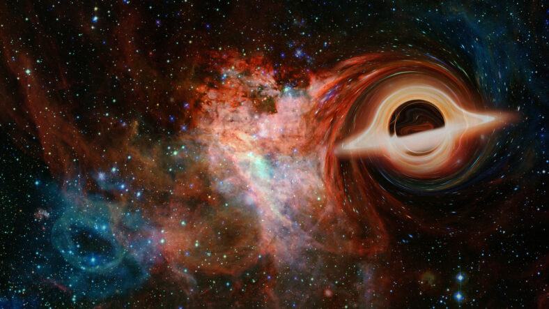 Gargantua galaxy design, Black hole shine in universe, inspiration from interstellar movie. Elements of this image furnished by NASA.