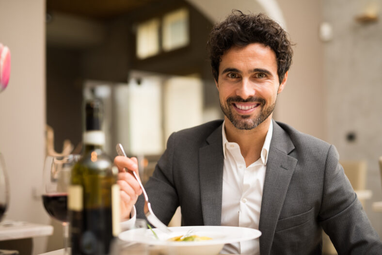 Man having lunch in a restaurant