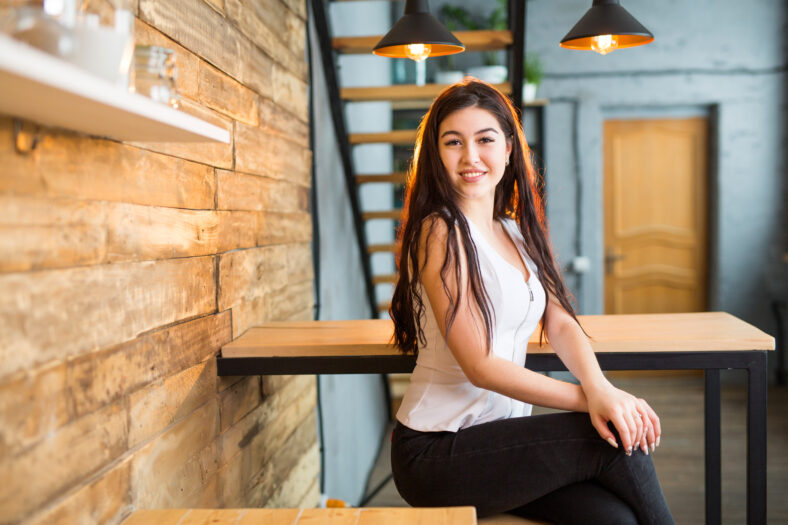 beautiful young woman with her hair