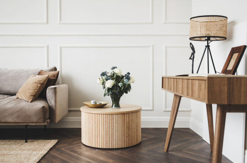 Classic Scandinavian interior of a hotel or apartment. Minimalism