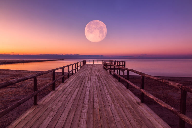 full moon over the sea