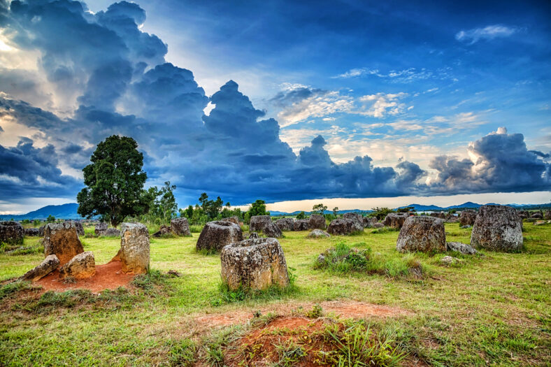 Plain of Jars is a megalithic archaeological landscape. Xieng Khouang Province, Laos.