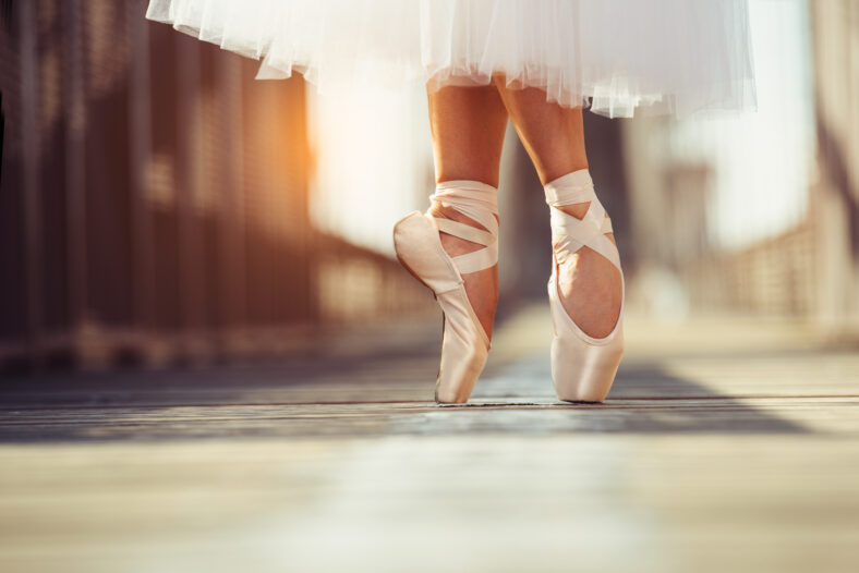 beautiful legs of female classic ballet dancer in pointe