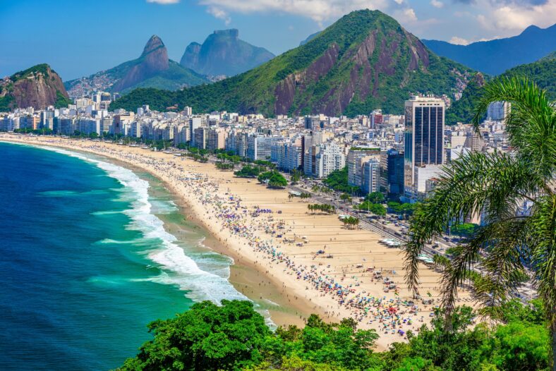 Copacabana beach in Rio de Janeiro, Brazil. Copacabana beach is the most famous beach of Rio de Janeiro, Brazil