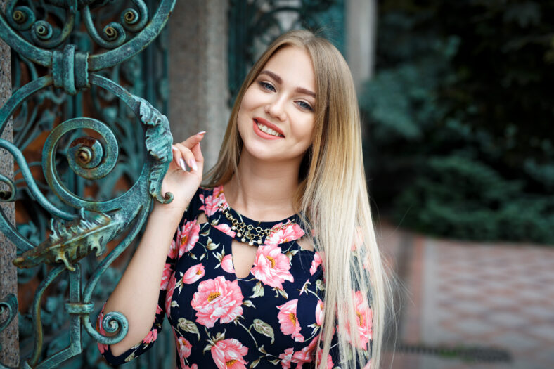 Beautiful young blonde girl portrait in urban style