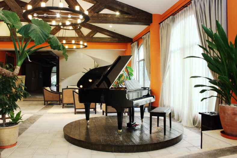 piano in a luxury hotel